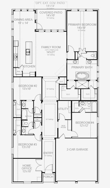 2D floor plan layout for the 2574W by Perry Homes in Two Step Farm 50', Montgomery, TX (Image 5). 2D floor plan layout for the 2574W by Perry Homes in Two Step Farm 50', Montgomery, TX (Image 5).