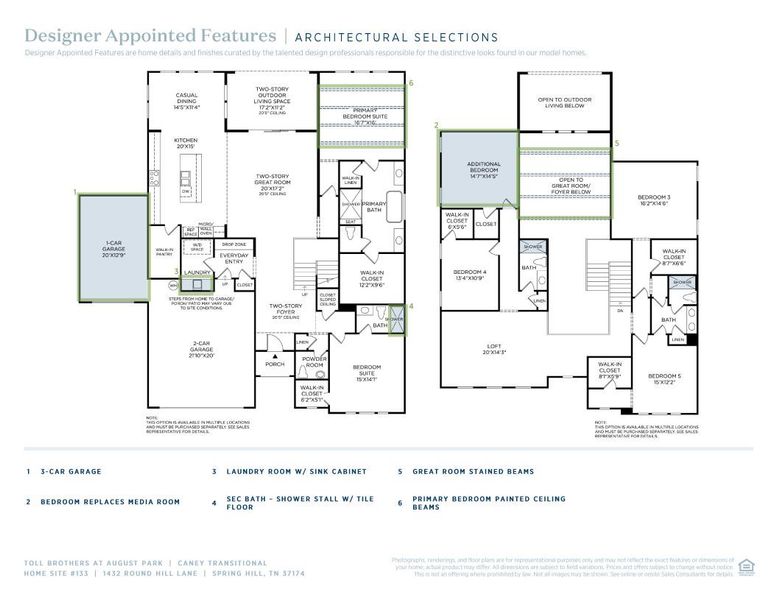 2D floor plan layout of this home in Toll Brothers at August Park, Spring Hill, TN (Image 4).