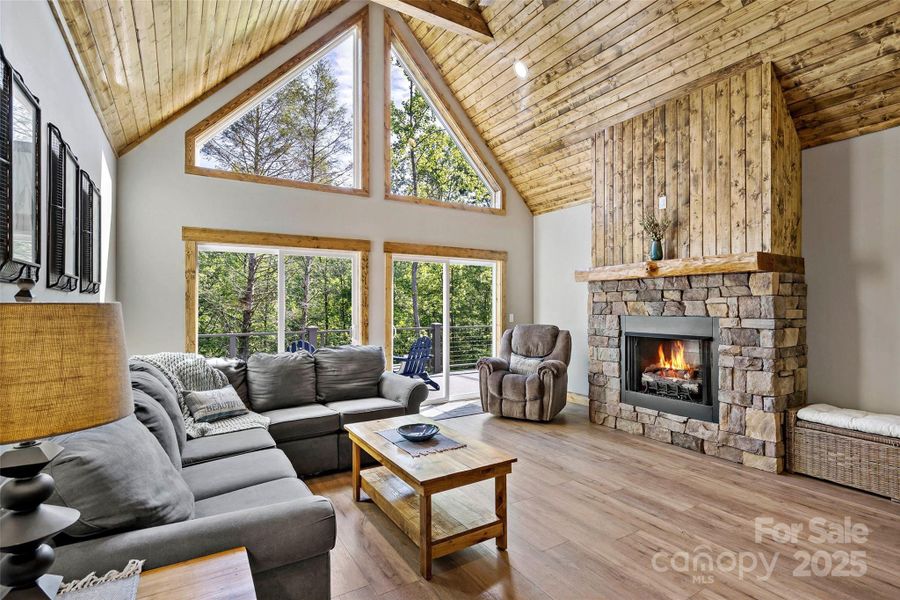 Living room with cozy fireplace Living room with cozy fireplace