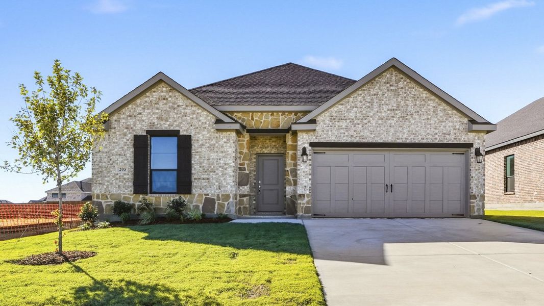 Representative exterior photo of a completed home built from the Hamilton by D.R. Horton in Morning Ridge, Princeton, TX (Image 2).