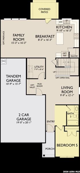 2D floor plan layout of this home in Saddlebrook Ranch, Schertz, TX (Image 3).