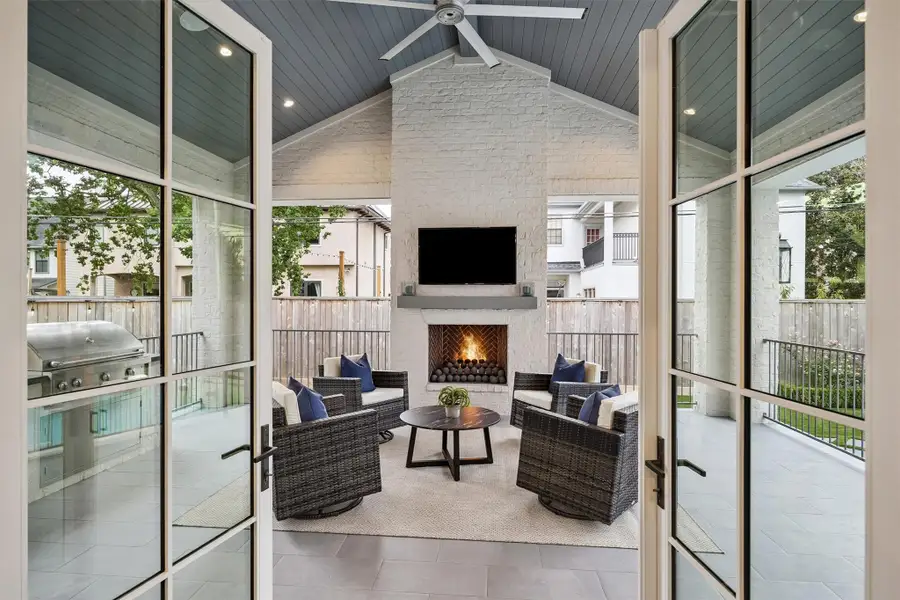 Exterior details and patio area of a home in , Bellaire (Image 2). Exterior details and patio area of a home in , Bellaire (Image 2).