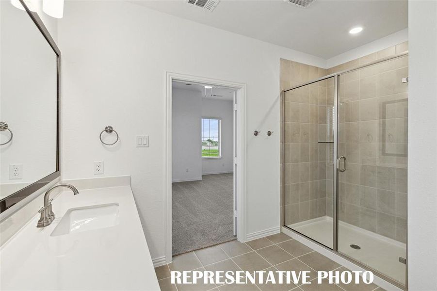 An oversized walk in shower completes your dream owner's bath!  REPRESENTATIVE PHOTO