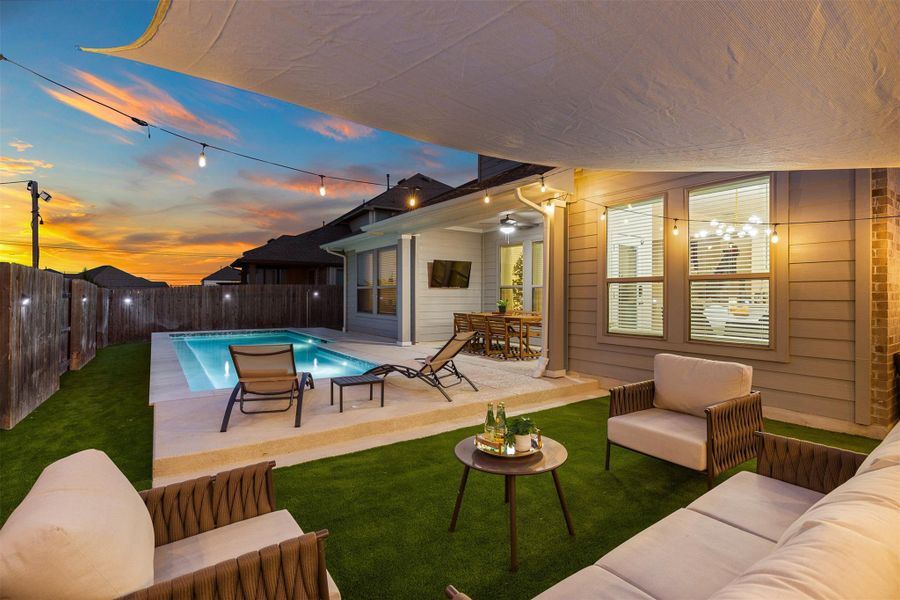 The shaded seating area gives you a comfortable place to relax