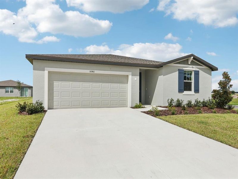 Front exterior of a new home in The Reserve at Van Oaks, Auburndale, FL, highlighting curb appeal (Image 20). Front exterior of a new home in The Reserve at Van Oaks, Auburndale, FL, highlighting curb appeal (Image 20).