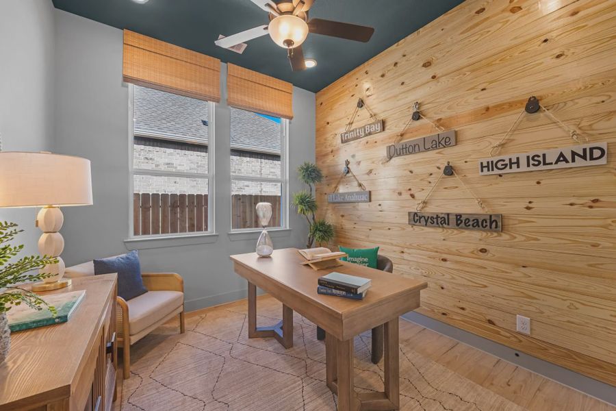 Representative furnished interior of a home built from the Hampton by Chesmar Homes in Meridiana 50's and 60's, Manvel (Image 42).