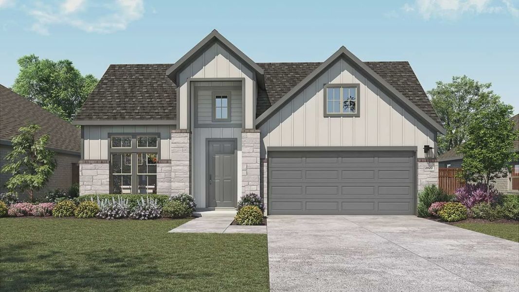 Representative exterior photo of a completed home built from the Laurel by DRB Homes in Retreat at San Gabriel, Georgetown, TX (Image 5).