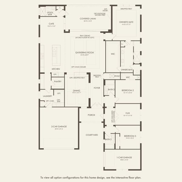 2D floor plan layout for the Madeira by Pulte Homes in Two Rivers, Zephyrhills, FL (Image 3).