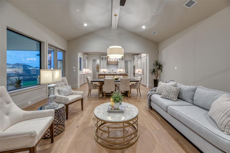 Vaulted ceilings in a massive family room. Vaulted ceilings in a massive family room.