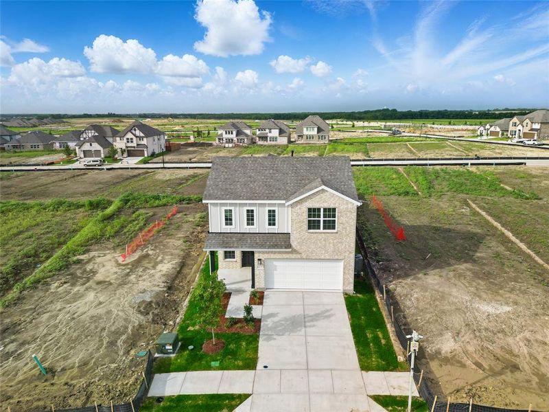 Aerial perspective of suburban area Aerial perspective of suburban area