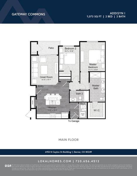 2D floor plan layout for the Addisyn I by Lokal Homes in Gateway Commons, Denver, CO (Image 4).