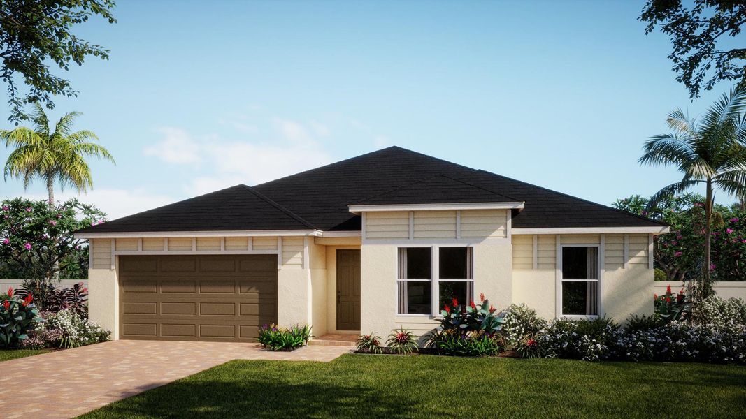 Representative exterior photo of a completed home built from the Evergreen by Risewell Homes in Country Club Estates, Palm Bay, FL (Image 19).