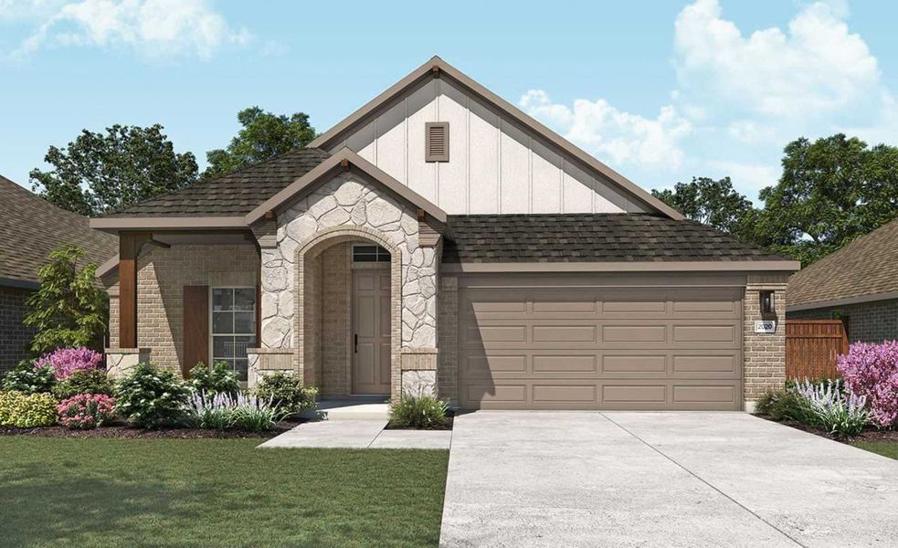 2D floor plan layout for the Laurel by DRB Homes in Meyer Ranch – Premier, New Braunfels, TX (Image 5).