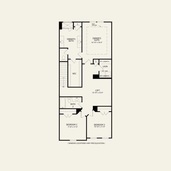 2D floor plan layout for the Cooper by Pulte Homes in Parkside Towns, Charlotte, NC (Image 3).