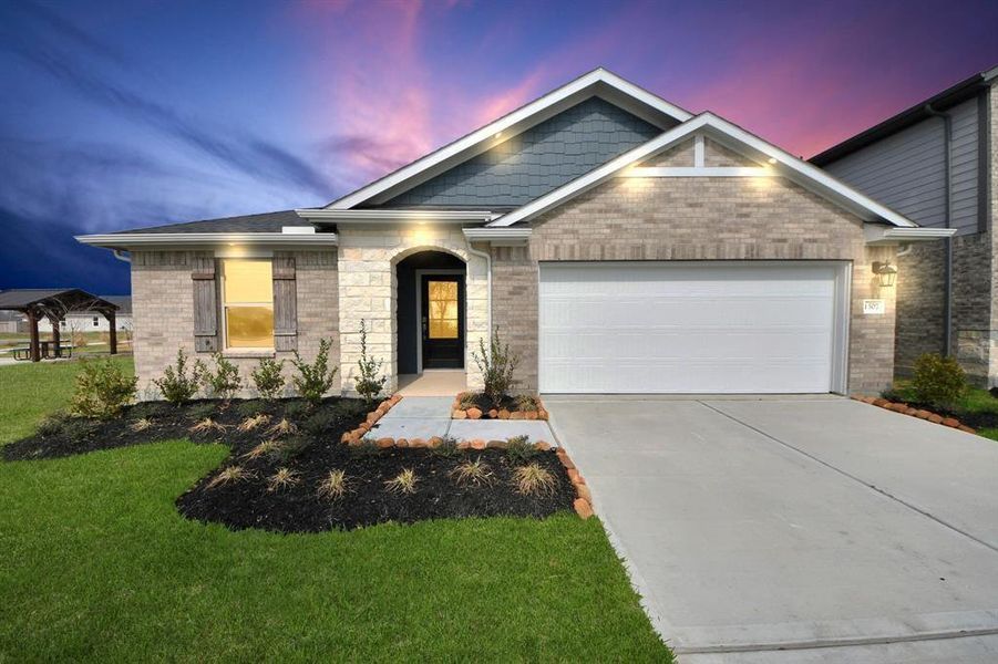 Front exterior of a new home in Sweetgrass Village, Crosby, TX, highlighting curb appeal (Image 27).