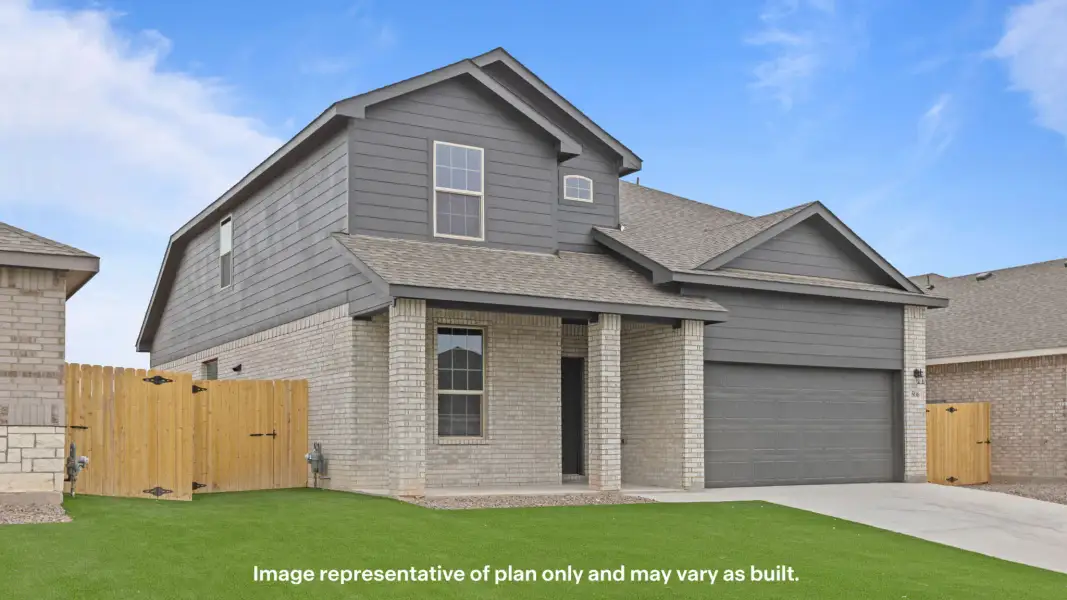 Front exterior of a new home in Homestead at Parks Bell Ranch, Odessa, TX, highlighting curb appeal (Image 16).