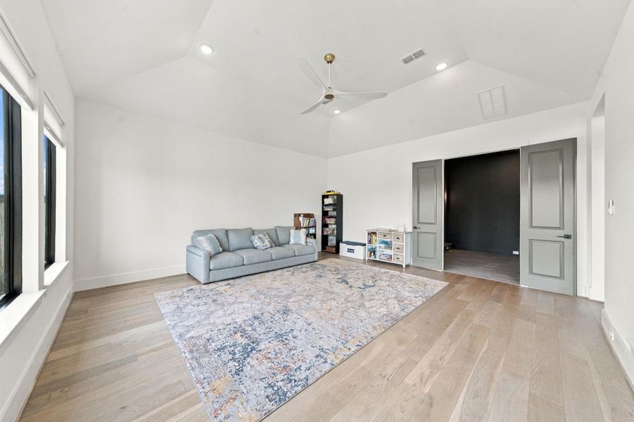 Designed with entertainment in mind, this spacious game room flows right into the adjoining media room, creating the ultimate setup for hosting friends and family.
