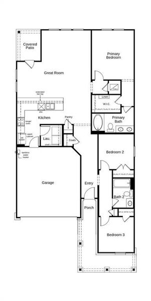 This floor plan features 3 bedrooms, 2 full baths and over 1,400 square feet of living space.