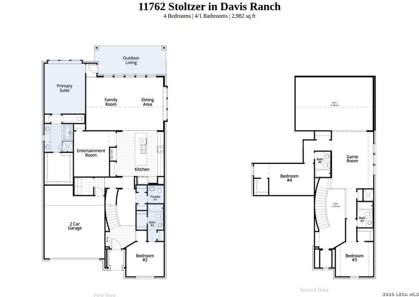 2D floor plan layout of this home in Davis Ranch, San Antonio, TX (Image 4).
