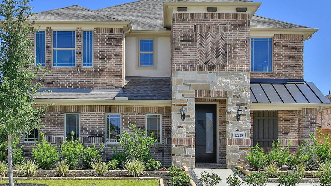 Front exterior of a new home in Prairie Green, Converse, TX, highlighting curb appeal (Image 18). Front exterior of a new home in Prairie Green, Converse, TX, highlighting curb appeal (Image 18).