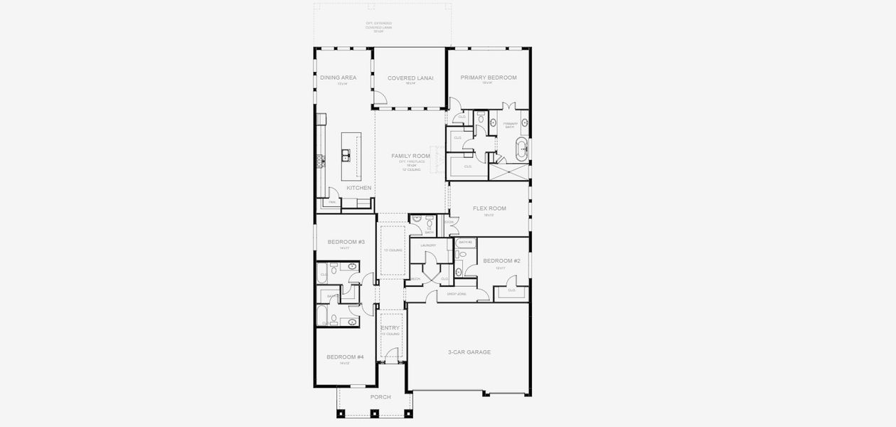 2D floor plan layout for the 3087F by Perry Homes in Sanctuary at Seaire, Parrish, FL (Image 3).