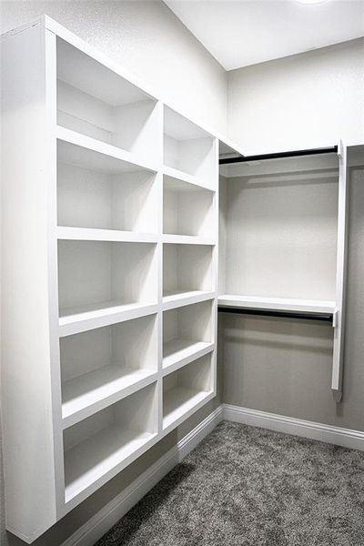 Spacious custom closet system.