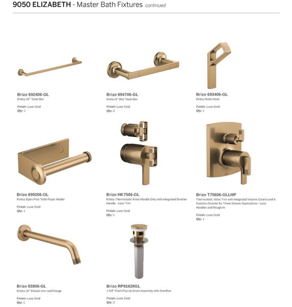 Master Bathroom Fixtures (Continued) Master Bathroom Fixtures (Continued)