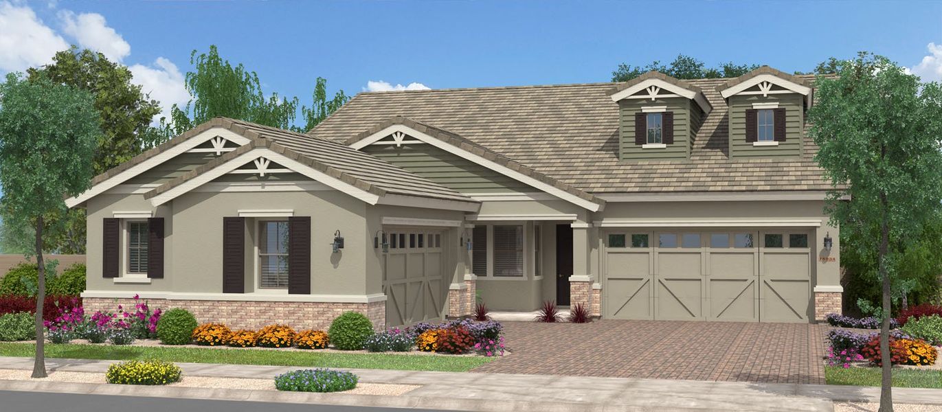 Representative exterior photo of a completed home built from the Bamboo with Loft by Fulton Homes in Fields at Barney Farms, Queen Creek, AZ (Image 5).