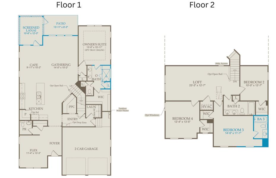 2D floor plan layout of this home in The Preserve at Marks Creek, Knightdale, NC (Image 5).