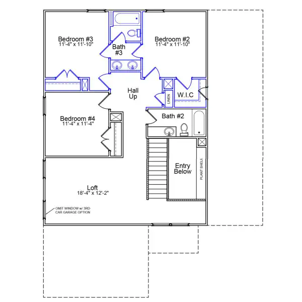2D floor plan layout of this home in Indigo at Abbey Preserve, Wilmington, NC (Image 3).