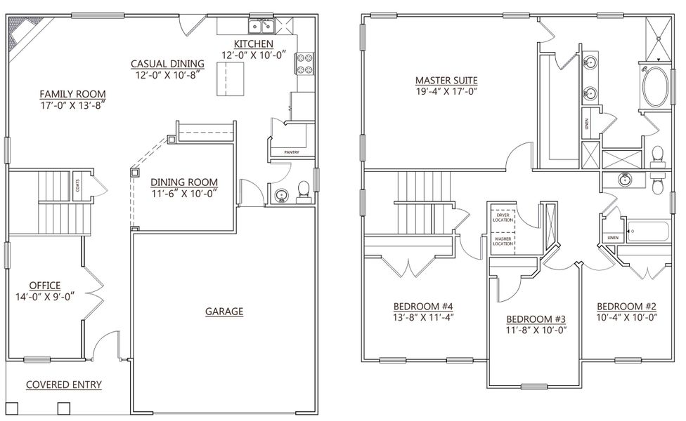 2D floor plan layout for the PHOENIX by D.R. Horton in Blue Ridge Trail, Fountain Inn, SC (Image 2). 2D floor plan layout for the PHOENIX by D.R. Horton in Blue Ridge Trail, Fountain Inn, SC (Image 2).