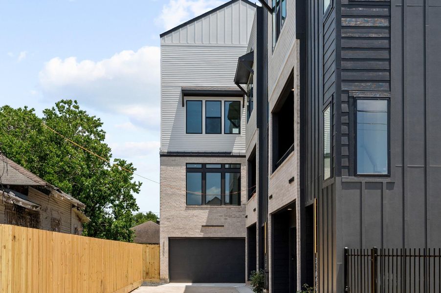 A sleek modern facade complemented by a timeless brick finish A sleek modern facade complemented by a timeless brick finish