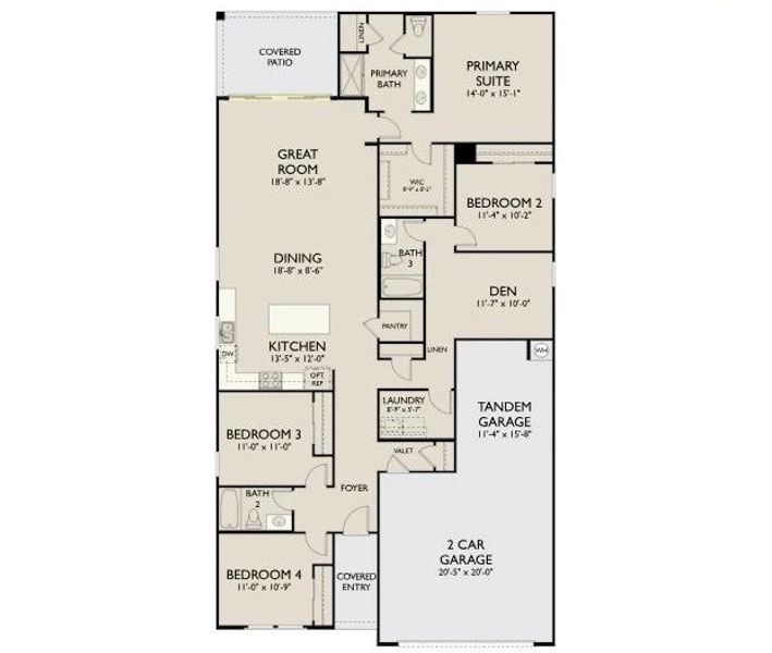 2D floor plan layout of this home in Skyline Village, San Tan Valley, AZ (Image 5).