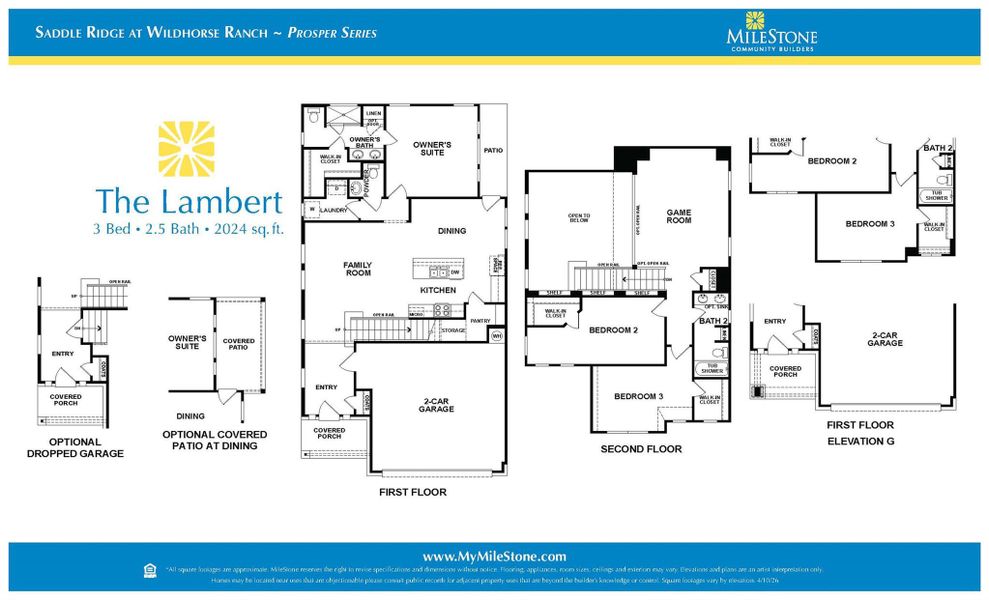 2D floor plan layout of this home in Saddle Ridge at Wildhorse Ranch, Manor, TX (Image 2).