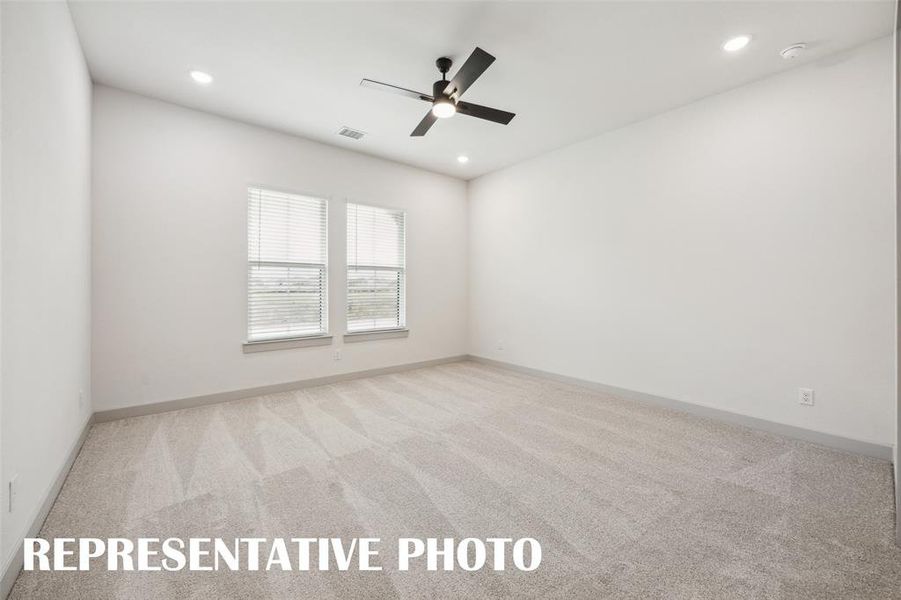 Your spacious new owner's bedroom is the perfect place to relax and unwind at the end of the day.  REPRESENTATIVE PHOTO