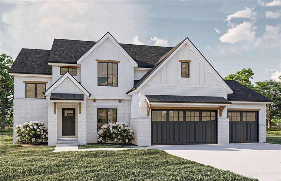 Front exterior of a new home in , Cumming, GA, highlighting curb appeal (Image 1). Front exterior of a new home in , Cumming, GA, highlighting curb appeal (Image 1).