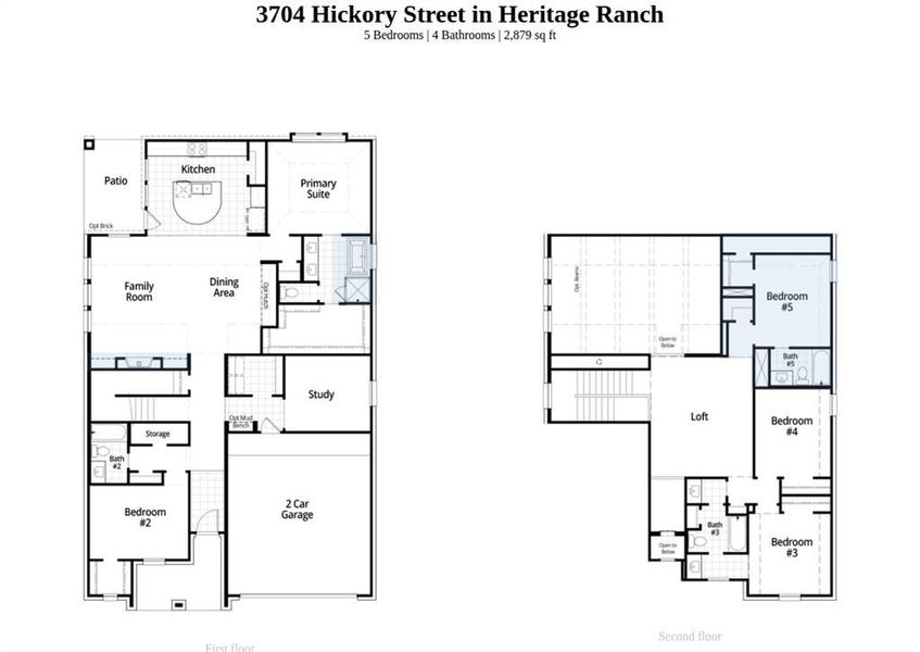 2D floor plan layout of this home in Heritage Ranch, Sherman, TX (Image 2).