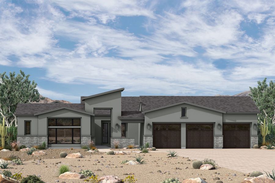 Representative exterior photo of a completed home built from the The Ocotillo by David Weekley Homes in Preserve Ranch, Scottsdale, AZ (Image 1). Representative exterior photo of a completed home built from the The Ocotillo by David Weekley Homes in Preserve Ranch, Scottsdale, AZ (Image 1).