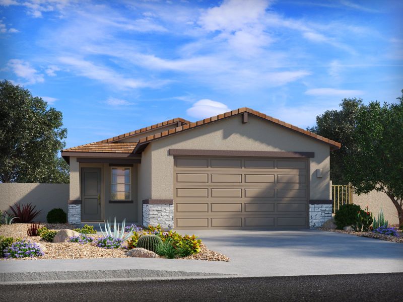 Representative exterior photo of a completed home built from the Onyx by Meritage Homes in Mandarina - Signature Series, Marana, AZ (Image 1). Representative exterior photo of a completed home built from the Onyx by Meritage Homes in Mandarina - Signature Series, Marana, AZ (Image 1).