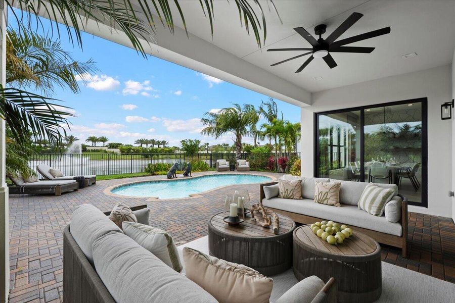 Exterior details and patio area of a home in Apex at Avenir, Palm Beach Gardens (Image 21).