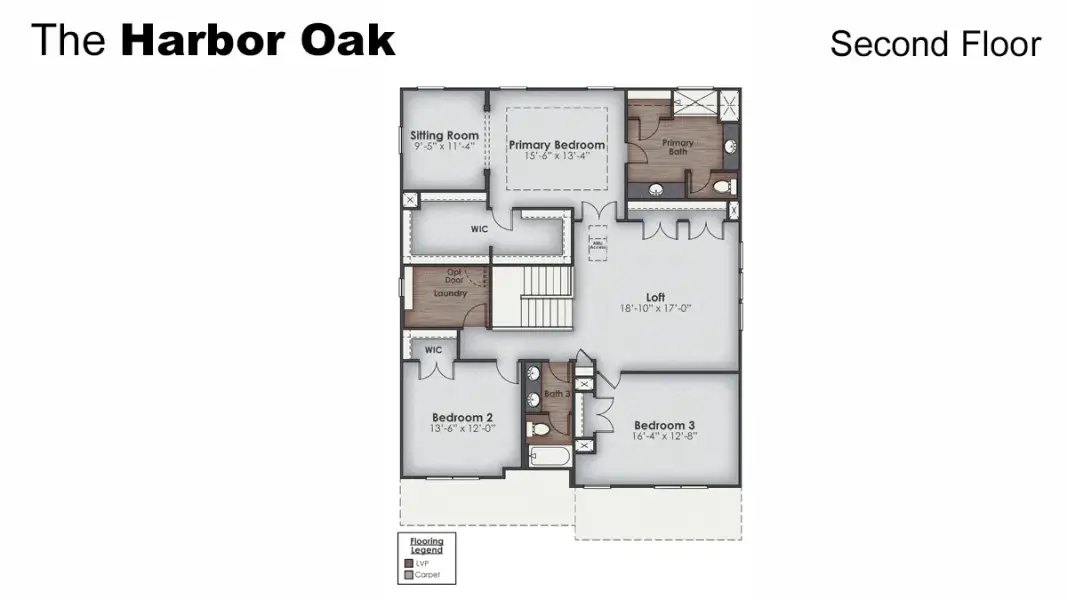 2D floor plan layout of this home in Magnolia Ridge at Blake Farm, Wilmington, NC (Image 5).