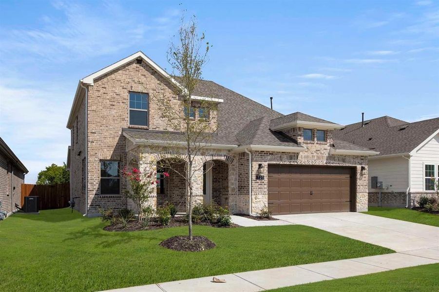 Front exterior of a new home in Coyote Meadows 50s, Anna, TX, highlighting curb appeal (Image 20). Front exterior of a new home in Coyote Meadows 50s, Anna, TX, highlighting curb appeal (Image 20).
