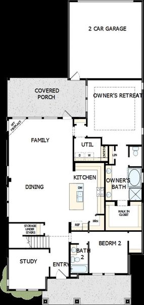 2D floor plan layout of this home in Riceland - Enclave Row Collection, Mont Belvieu, TX (Image 5).