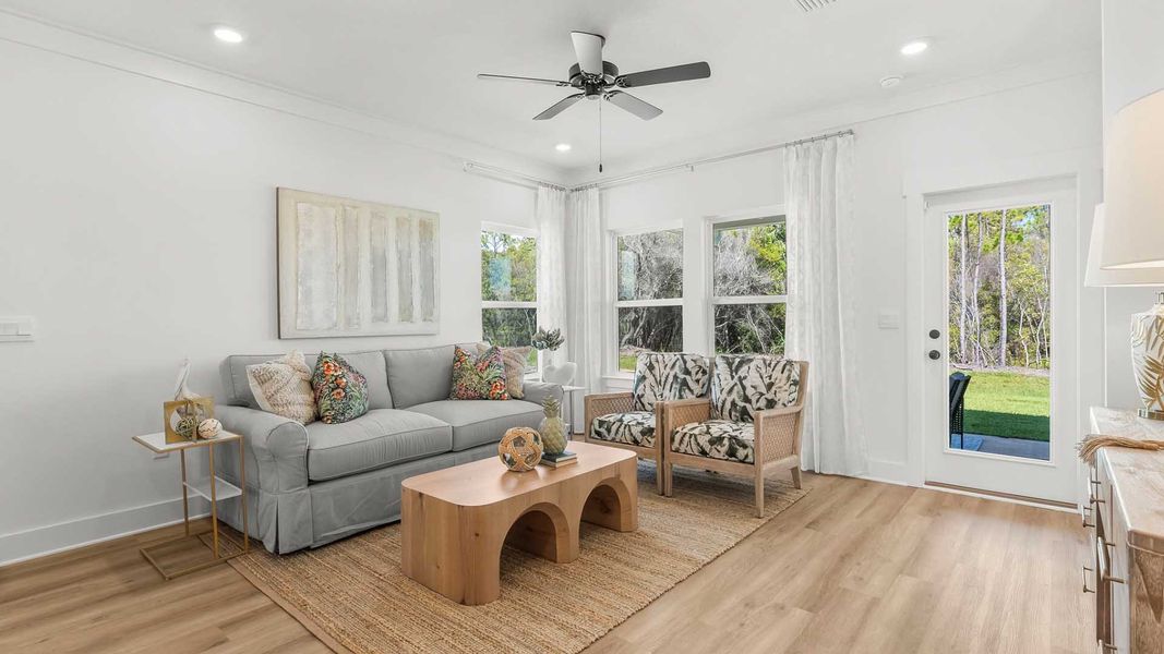 Representative furnished interior of a home built from the Alabaster by D.R. Horton in Colonial East, Panama City Beach (Image 13). Representative furnished interior of a home built from the Alabaster by D.R. Horton in Colonial East, Panama City Beach (Image 13).