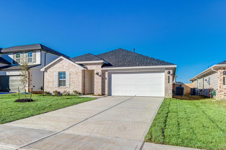 Front exterior of a new home in , Fulshear, TX, highlighting curb appeal (Image 17). Front exterior of a new home in , Fulshear, TX, highlighting curb appeal (Image 17).