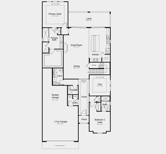 2D floor plan layout for the Genoa by Taylor Morrison in Esplanade at St. Marys, St. Marys, GA (Image 3).