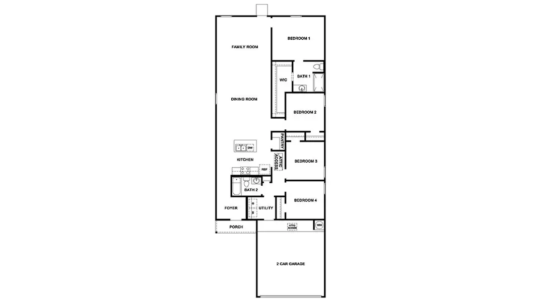 2D floor plan layout for the The Estero by D.R. Horton in Langdon, San Antonio, TX (Image 3).