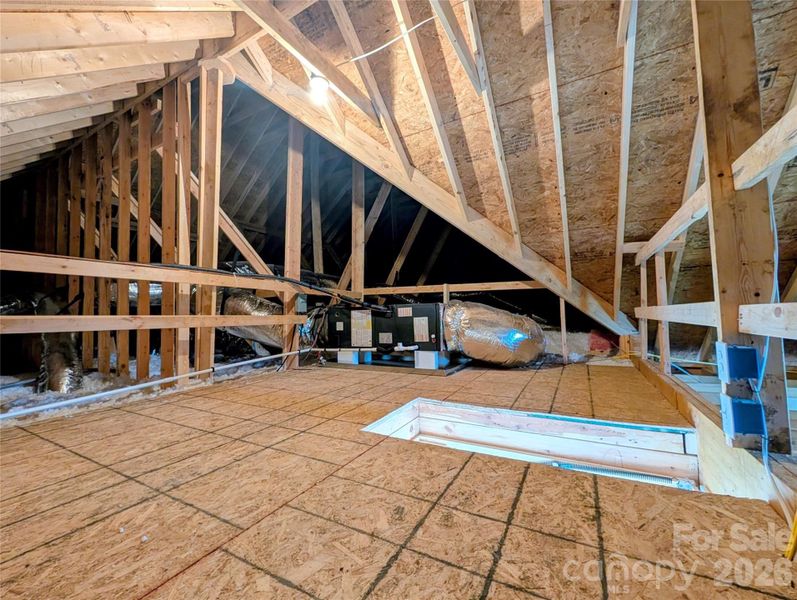 Attic space for storage. Attic space for storage.
