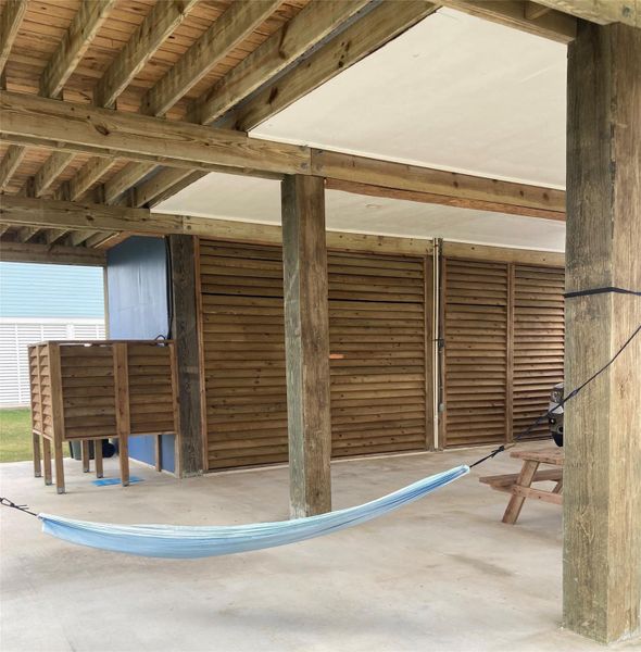 When you're beach day is complete, utilize the outdoor privacy shower - then time for a siesta
