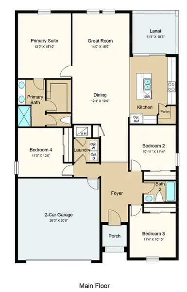 2D floor plan layout of this home in Firethorn, Parrish, FL (Image 3).